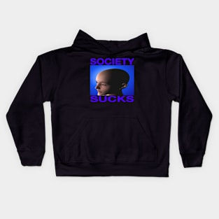 Society Sucks - Retro y2k Graphic Funny Introvert Antisocial Sarcasm Kids Hoodie